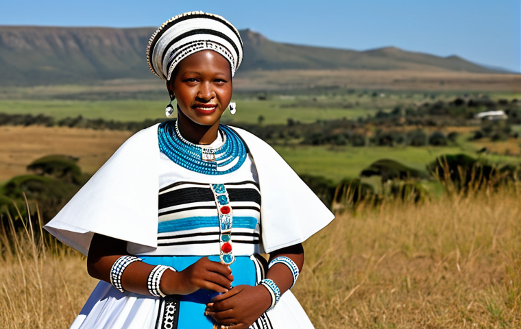 코사족 결혼식 문화 - Traditional Xhosa Wedding Attire**

A Xhosa bride in a vibrant, beaded traditional wedding dress (Is...